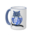 Blue Willow Owl Coffee Mugs