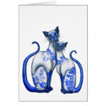 Blue Willow Siamese Cats Greeting Cards