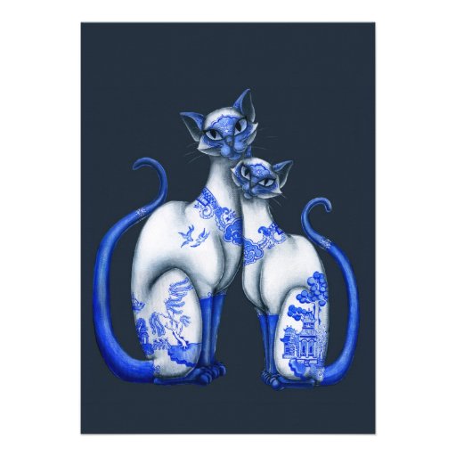 Blue Willow Siamese Cats Custom Announcements