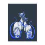 Blue Willow Siamese Cats Postcard
