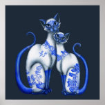 Blue Willow Siamese Cats Posters