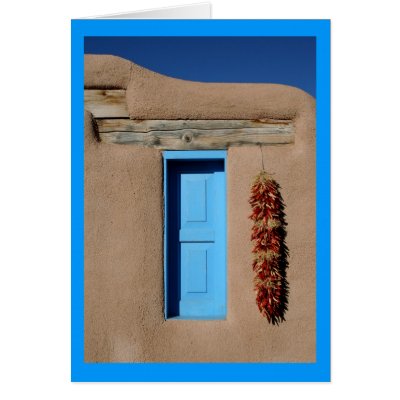 Blue Window of Taos Greeting Cards by freshwind