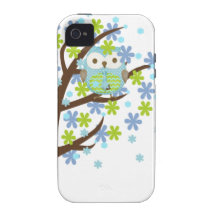 Blue Windy Tree Owl iPhone 4 Covers