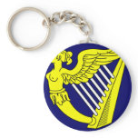Blue Winged Maiden Harp, Ireland flag Keychain