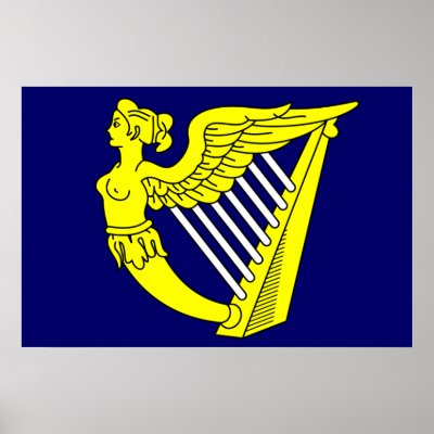 Blue Winged Maiden Harp, Ireland flag Poster by FlagLibrary