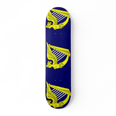 Blue Winged Maiden Harp, Ireland flag Skate Boards by FlagLibrary
