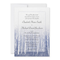 Blue Winter Aspen Birch Trees Wedding Invitations