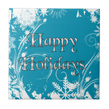 Blue Winter Meadow - Happy Holidays Tile