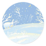 Blue Winter Round Stickers