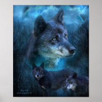 Blue Wolf Art Poster/Print