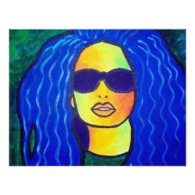 Blue Woman Sunglasses by Piliero Personalized Announcements