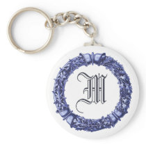 Blue Wreath Monogrammed Keychain