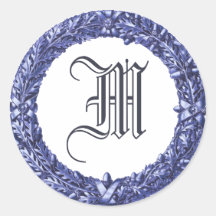 Blue Wreath Monogrammed Stickers