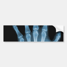 Blue X-ray Skeleton Hand Bumper Sticker