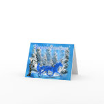 Blue Xmas Harness Horse Card