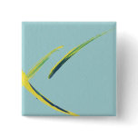 Blue, Yellow and Green Watercolor Abstract Pinback Button