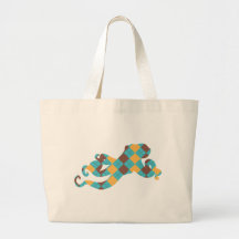 Blue & Yellow Argyle Octopus Tote Bag