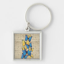 Blue & yellow butterrflies key chains