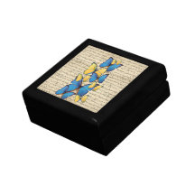 Blue & yellow butterrflies trinket box