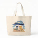 Blue & Yellow Striped Beach Chairs & Umbrella bags
