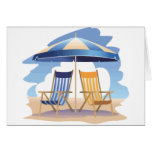 Blue & Yellow Striped Beach Chairs & Umbrella