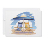 Blue & Yellow Striped Beach Chairs & Umbrella