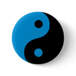 Blue Yin Yang Symbol Pinback Buttons