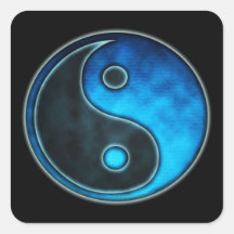 Blue Yin Yang Symbol Sticker