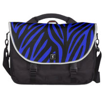 Blue Zebra Print Laptop Messenger Bag