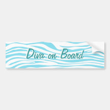 Blue Zebra stripe pattern Bumper Sticker