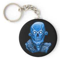 Blue Zombie Skull Head Keychain