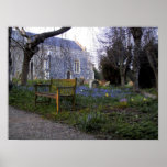 Bluebells at Kelsale Church posters