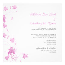Bluebells - Pink Square Wedding Invitation