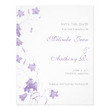 Bluebells - Purple Save the Date Postcard Announcement
