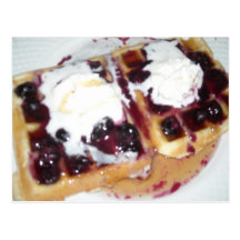 Blueberry Waffles with Whipped Cream Postcard
