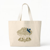 Bluebird in the trees. tote bags