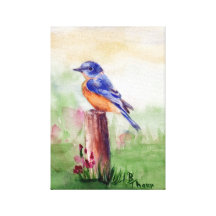 Bluebird Song Wrapped Canvas Print