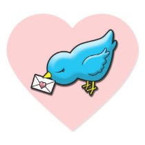 Bluebird with love letter heart sticker