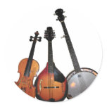 Bluegrass Band Cartoon Round Sticker