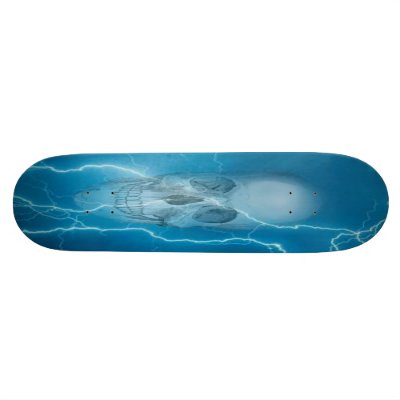 BLUELIGHTNING SKULL SKATE DECK by DODGERFL