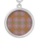 blues and greens over red Abstract art Necklace