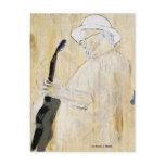 Blues Guitarist Painting in Orange and browns