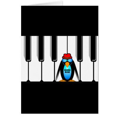 blues man piano greeting card by jazzbluesboutique