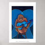 Blues musician orangutan playing guitar fun art posters