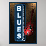 Blues Neon Sign Poster posters