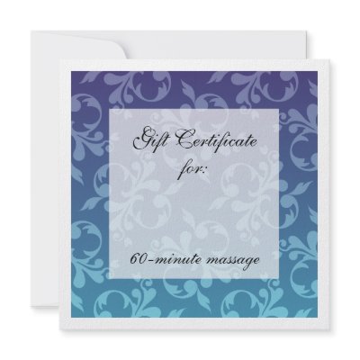 Blues Scrolls Gift Certificate Personalised Invitations by WellnessJunkie