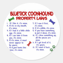 BLUETICK COONHOUND Property Laws 2 Sticker