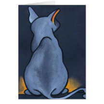 Blue'z Cat  by Robyn Feeley Greeting Cards