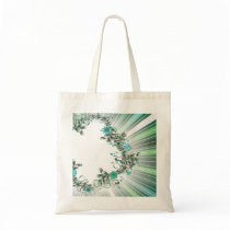 Bluish and Grey floral design on stripped pattern Bag