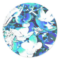 Blümchen in Blau Runde Aufkleber